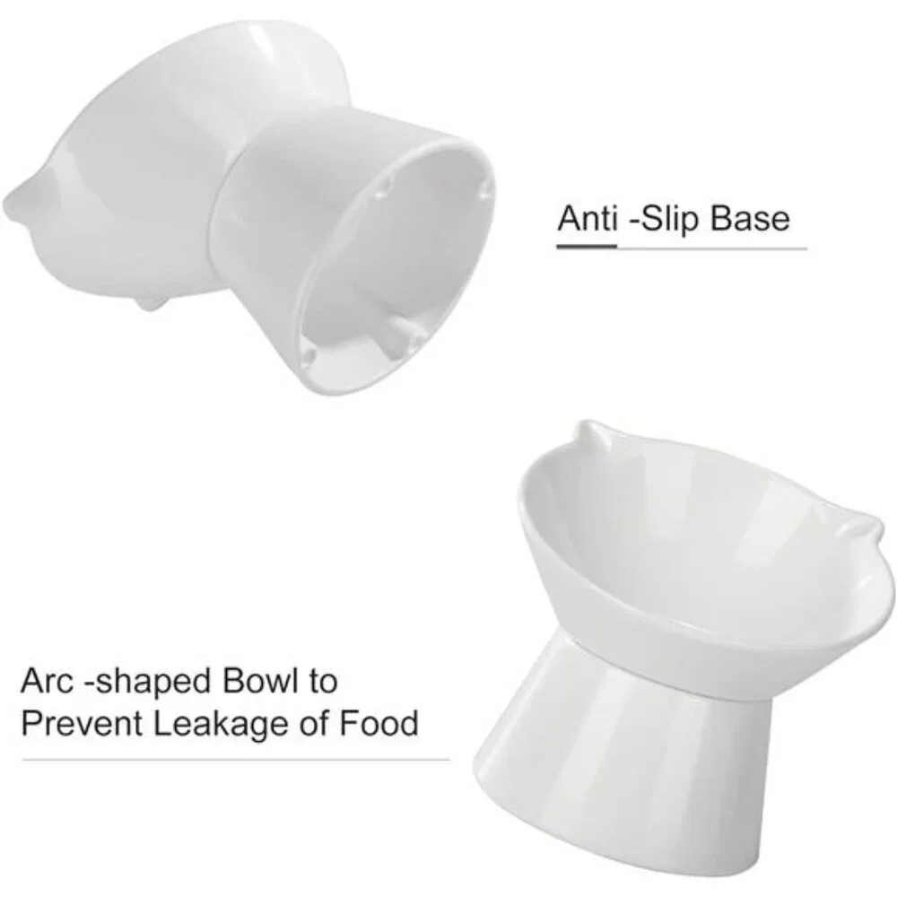 Detachable Elevated Cat Bowls, 15 Tilted Raised Food Bowl Anti-Vomiting